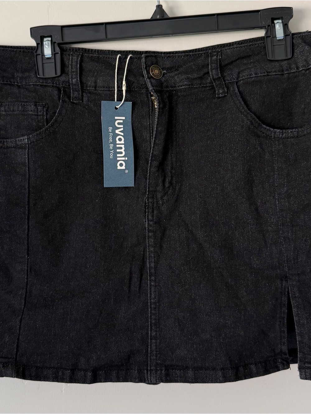 Luvamia Black Denim Mini Skort